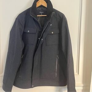 Kenneth Cole Faux Shearling Collar Wool Blend Men’s Black Trucker Jacket XXL NWT